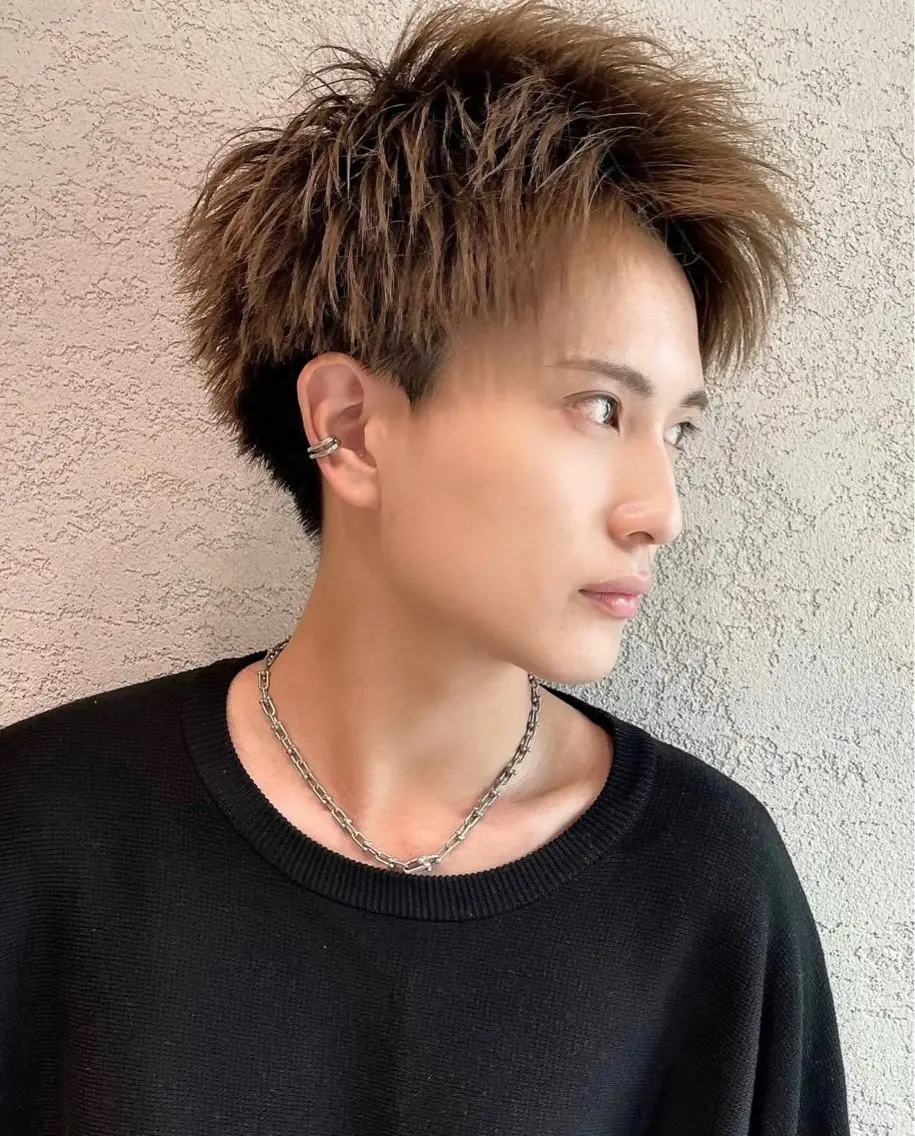 メンズ メンズブリーチ メンズハイライト メンズインナーカラー 夏目唯衣/透明感 /艶カラーのヘアスタイル