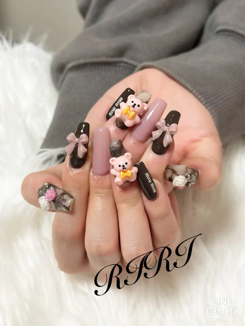 ネイル ジェルネイル ロングネイル スカルプネイル シンプルネイル 春ネイル ハンドネイル riri オーナーのネイルデザイン
