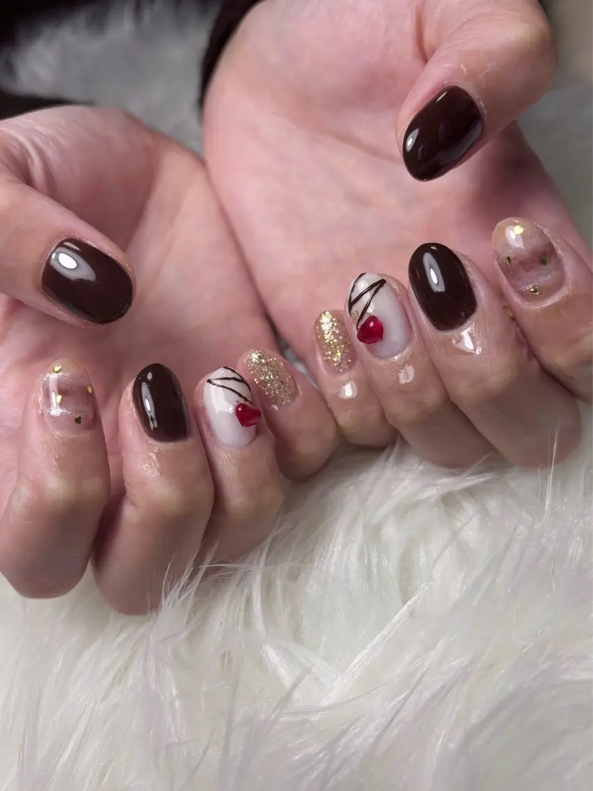 ネイル ハート バレンタイン ハンドネイル Nailsalon E's cafeのネイルデザイン