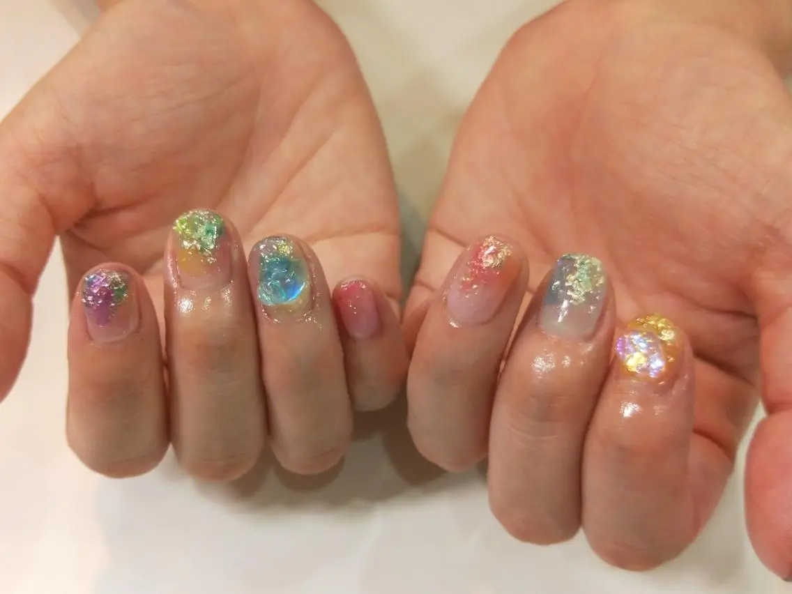 ネイル ハンドネイル ハンドケア はばすみれ🎀ﾈｲﾙ 光ﾌｪｲｼｬﾙ ﾍｱのネイルデザイン