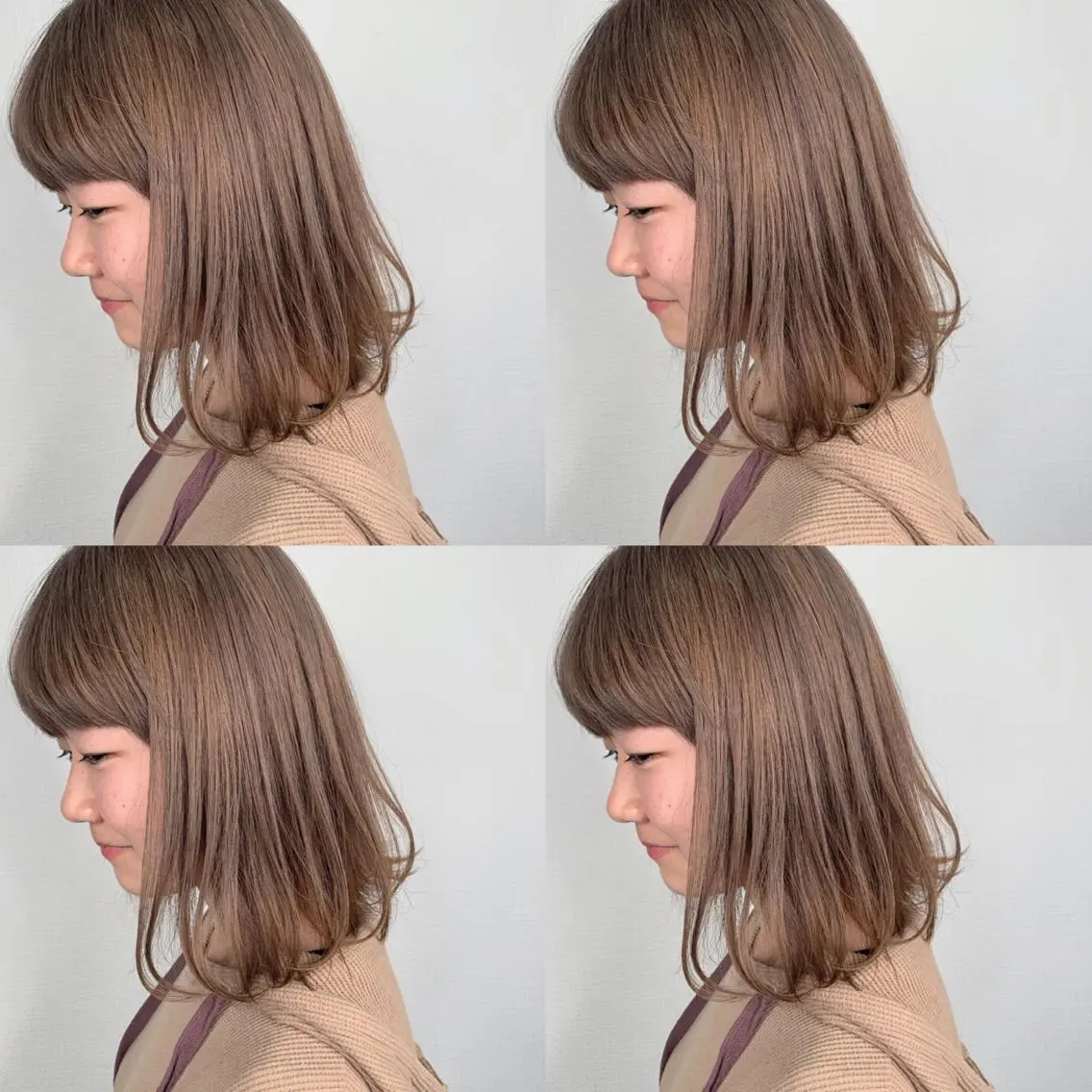 セミロング カラー ベージュカラー ミルクティーベージュ ヘアカラー 袴田 伊代のヘアスタイル
