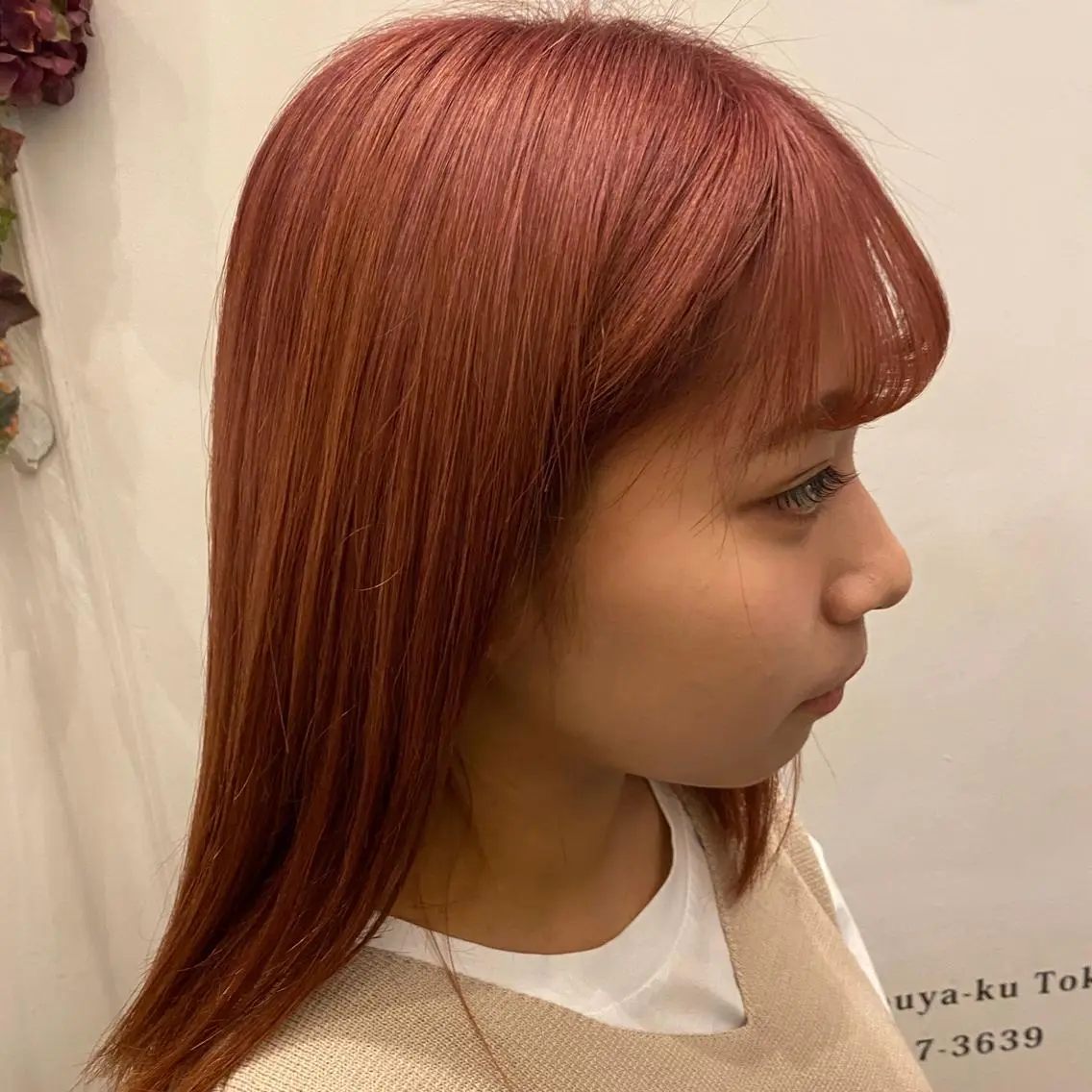 ミディアム ピンクブラウン カット ヘアカラー 🔥メンズ特化🔥 永瀬椋のヘアスタイル