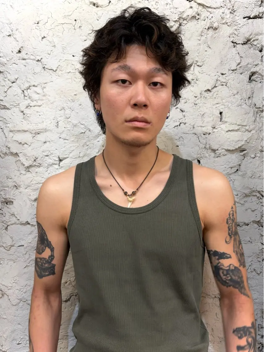 ショート パーマ メンズ メンズパーマ 顔周りカット ショートヘア 神田橋 翔太郎のヘアスタイル