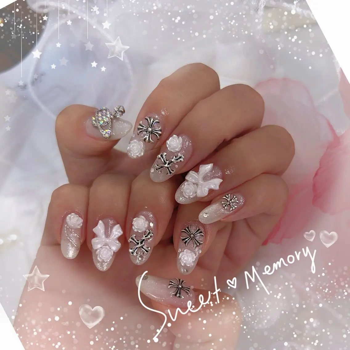 ネイル チークネイル フレンチネイル ガーリー ガラスフレンチ グラデーション ハンドネイル Chill Nailsalonのネイルデザイン