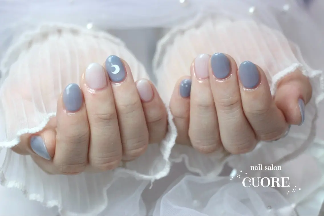 ネイル ブルー ワンカラーネイル シンプルネイル ハンドネイル nail salon CUOREのネイルデザイン