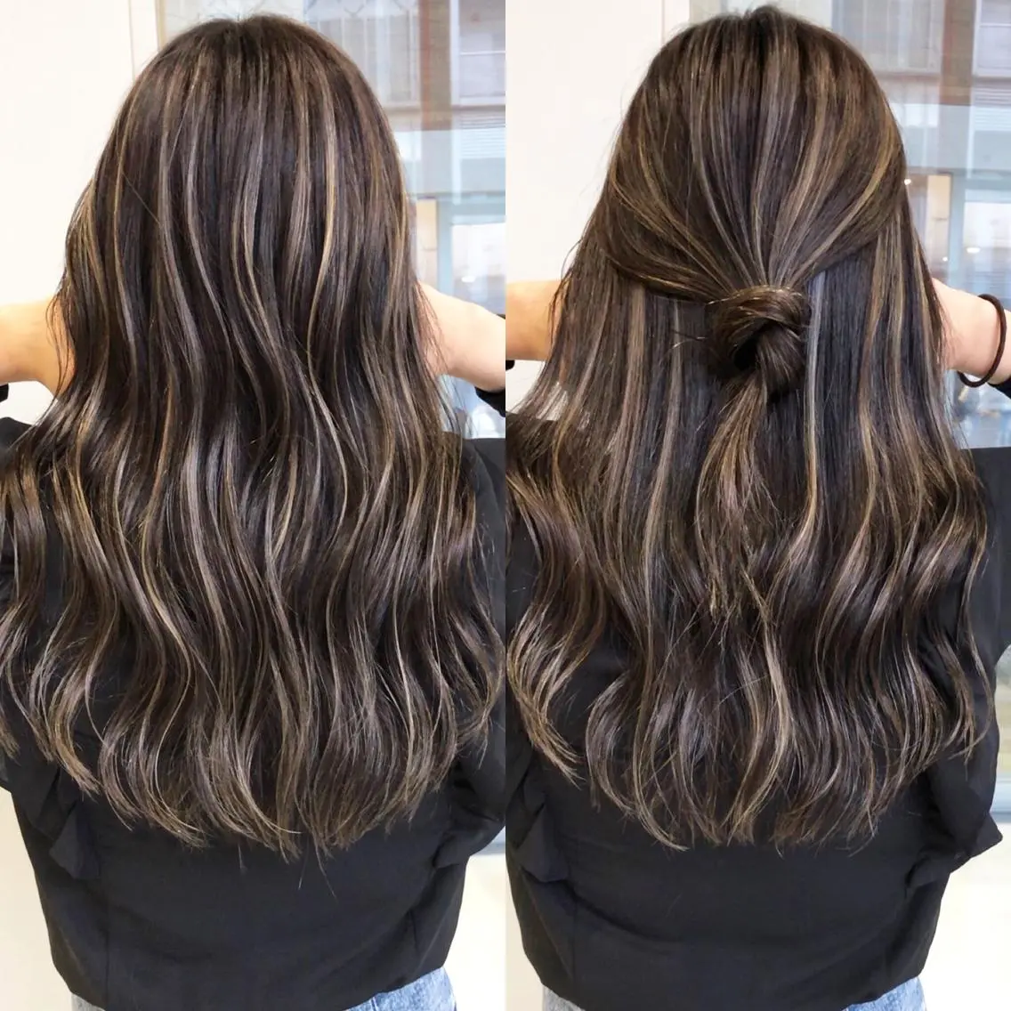 セミロング カラー ハイライトカラー ハイライト タナカ タクヤのヘアスタイル