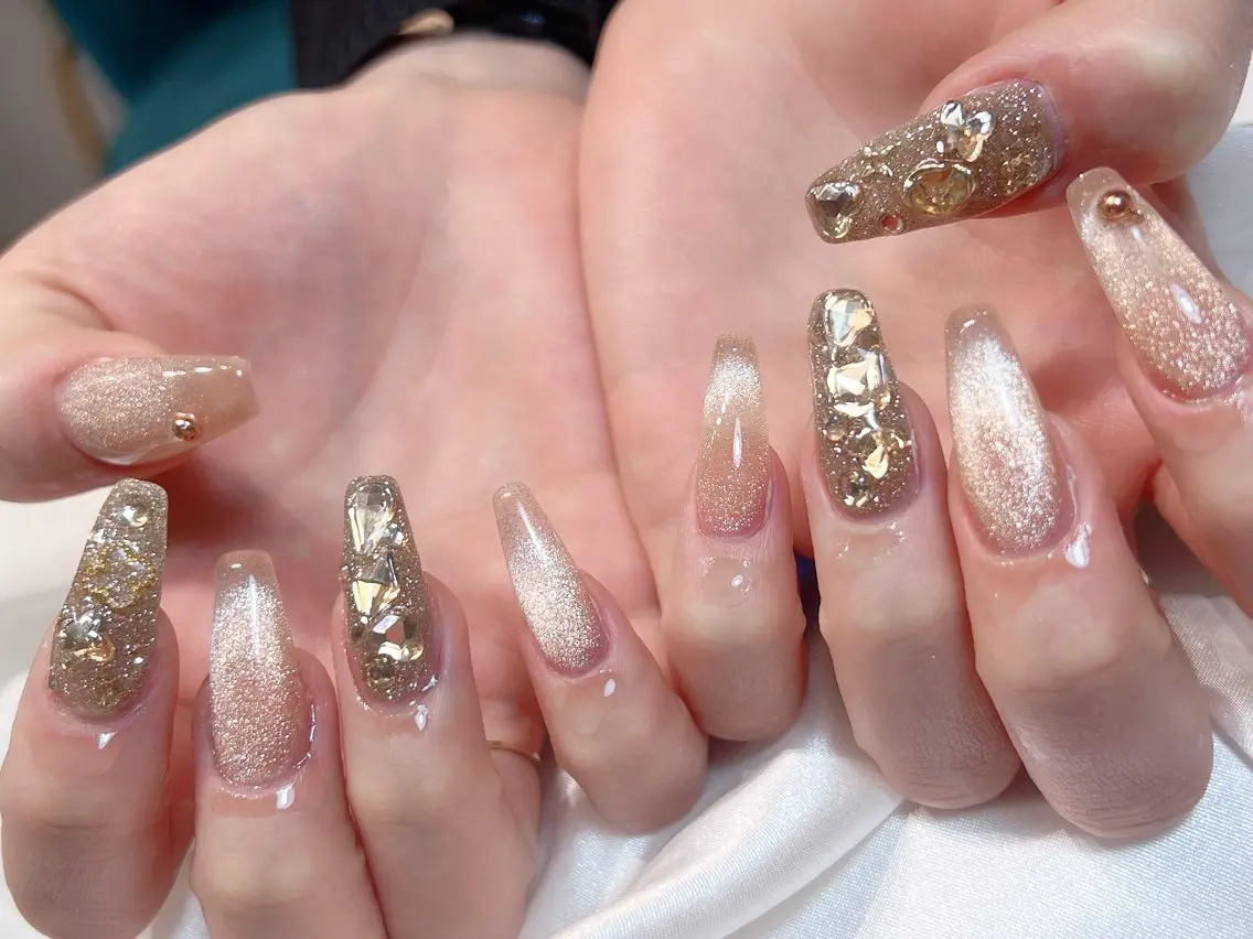 ネイル フラッシュネイル マグネットネイル ハンドネイル bijou nails　蓮のネイルデザイン