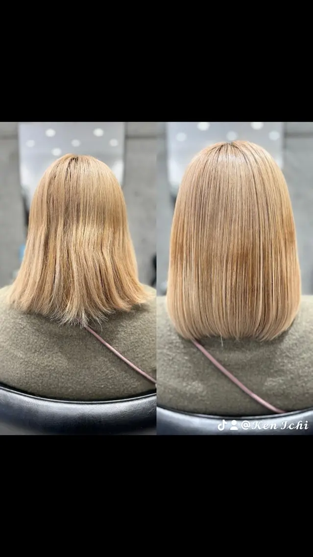 ミディアム 髪質改善 縮毛矯正 トリートメント ドライ カット✂️髪質改善のヘアスタイル