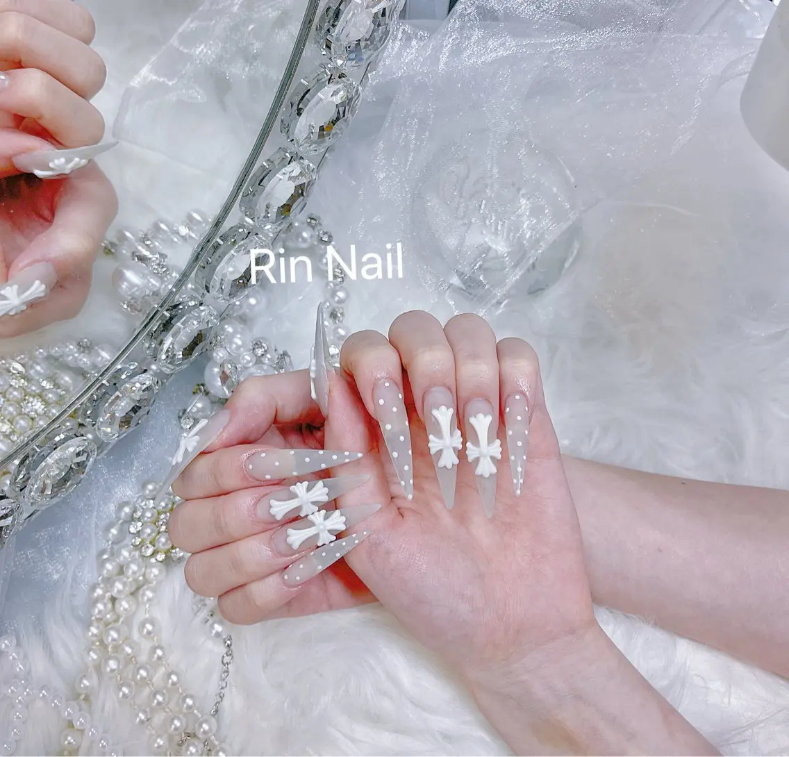 ネイル クリアネイル ドット フットネイル ジェルネイル グリーン ハンドネイル Rin Nail 新大久保店のネイルデザイン