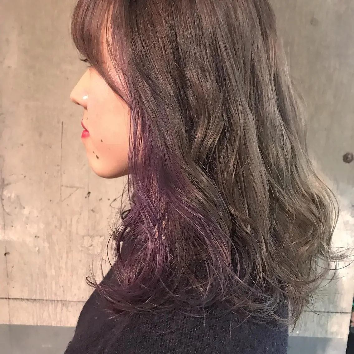 セミロング パープルカラー kiyono ⭐︎ダブルカラーのヘアスタイル