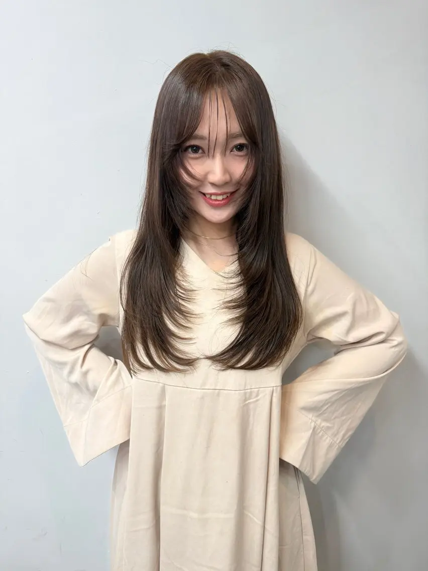 ロング 顔周りカット レイヤーカット カット ヘアカラー トリートメント SHICUNEアサミ /ショート/メンズのヘアスタイル