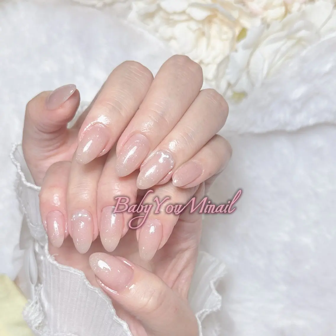 ネイル オーロラネイル チークネイル 成人式 フットネイル フレンチネイル ハンドネイル BabyYouMi nailのネイルデザイン