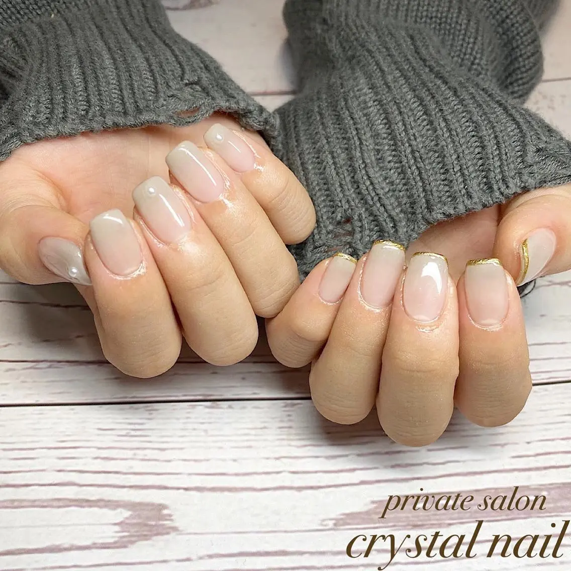 ネイル シンプルネイル 冬ネイル Crystal Nailのネイルデザイン