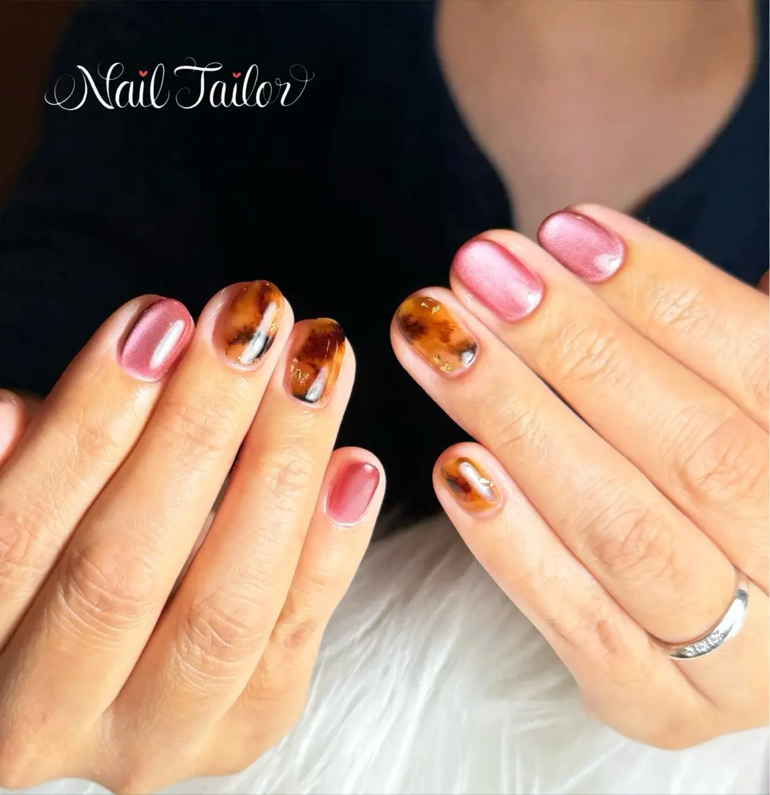 ネイル アートネイル べっ甲ネイル マグネットネイル ニュアンスネイル ショートネイル ハンドネイル NailTailor ネイルテイラーのネイルデザイン