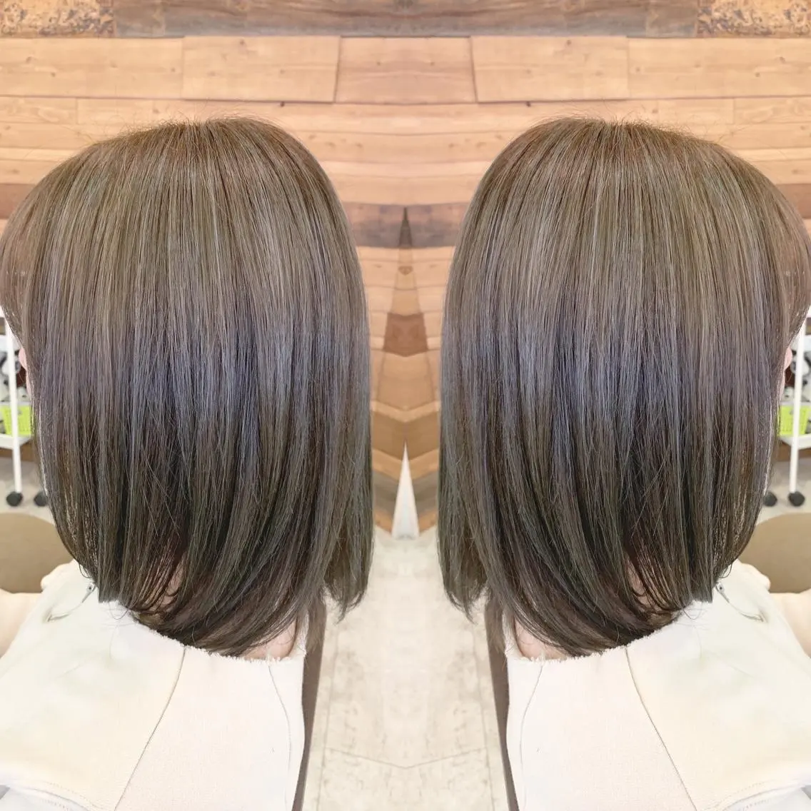 ミディアム カラー グレージュ ハイライトカラー ハイライト 青木 茂樹⭐️ 透明感カラーのヘアスタイル