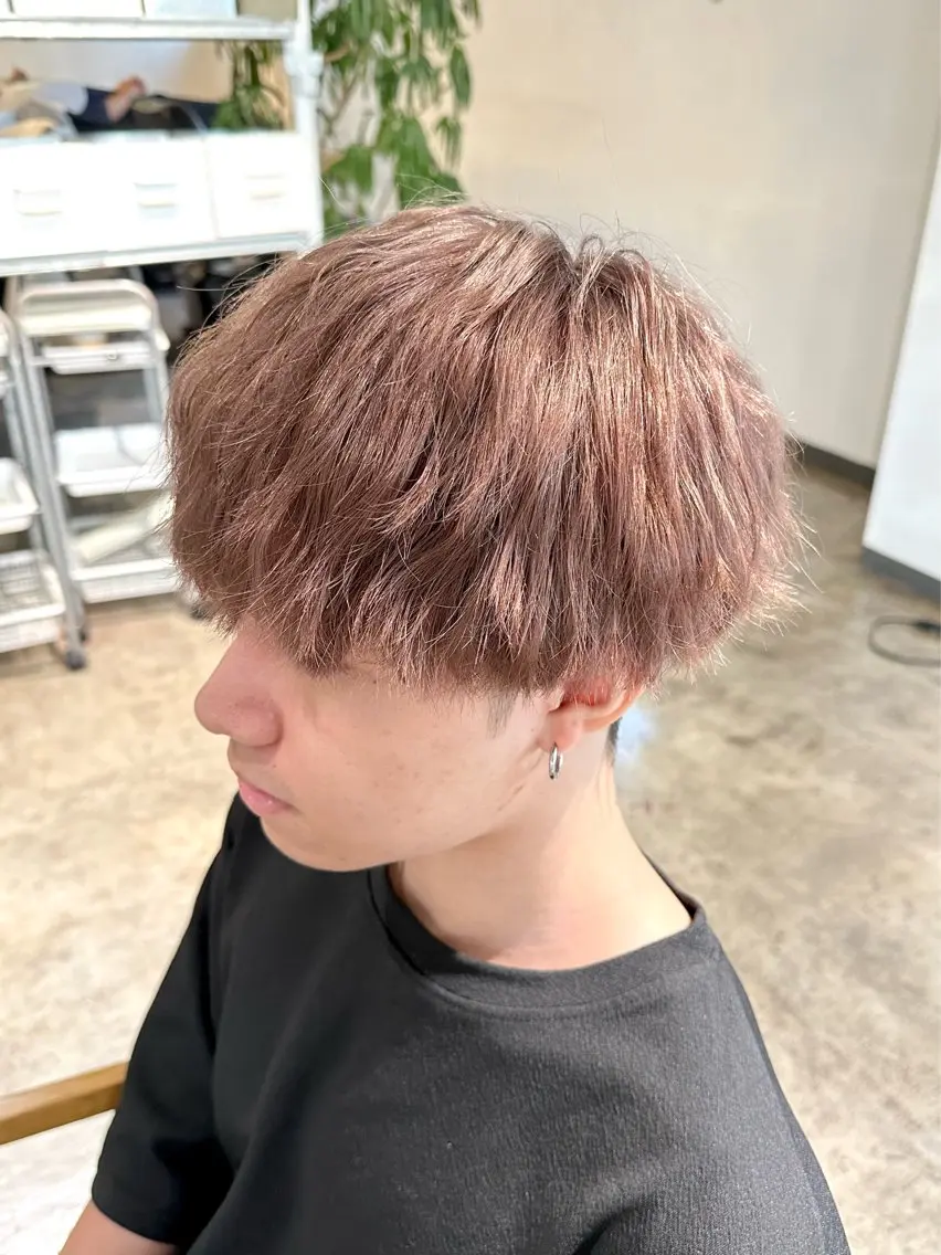カラー メンズ メンズハイトーン マッシュ メンズパーマ ベージュカラー ハイトーンカラー カット ヘアカラー トリートメント 骨格補正施術/メンズ 専門美容師/YUYAのヘアスタイル