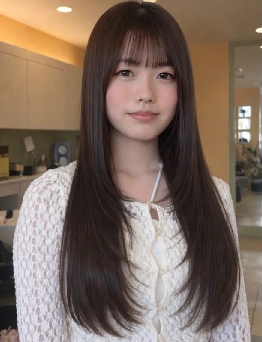 ロング カラー カット ヘアカラー トリートメント 大人韓国レイヤー🫧 暖色カラー/はるのヘアスタイル