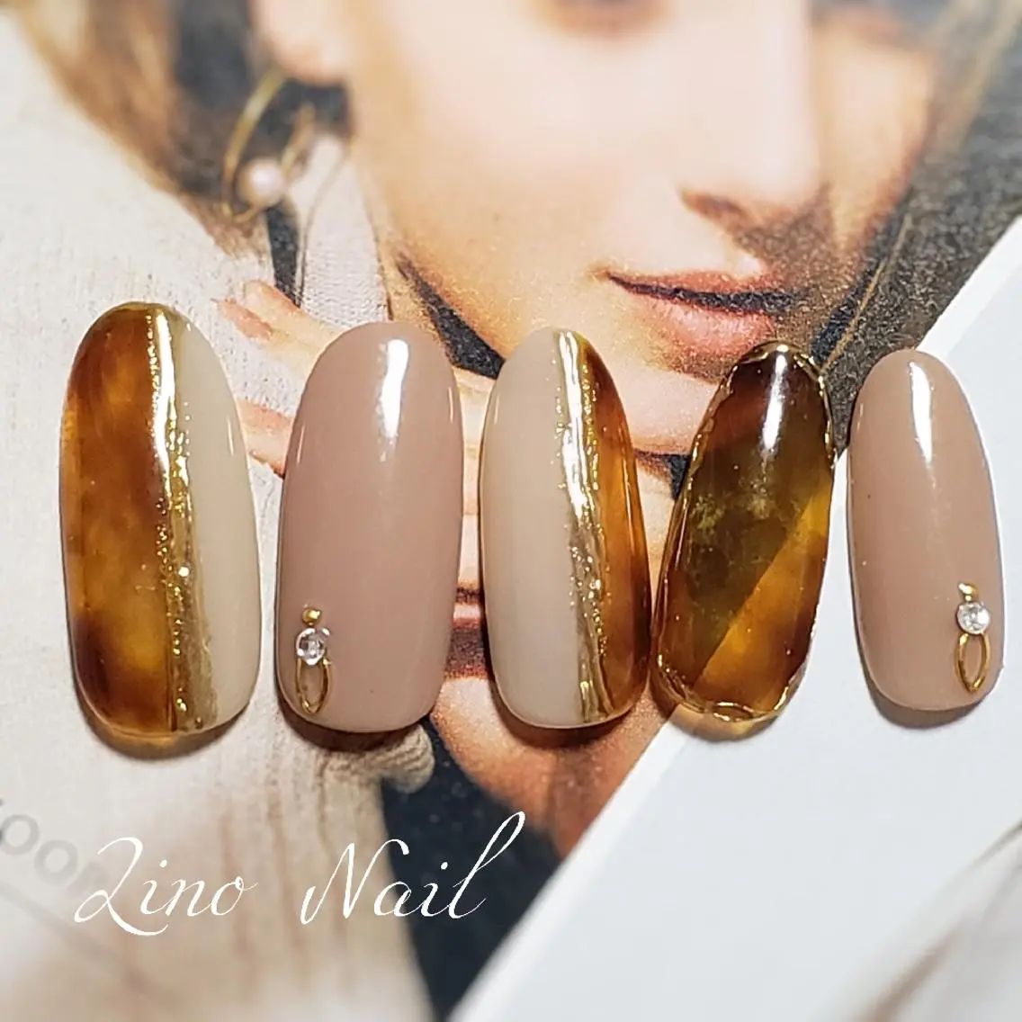 ネイル べっ甲ネイル ジェルネイル ミラーネイル ニュアンスネイル パラジェル Lino Nailのネイルデザイン