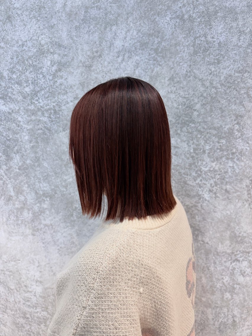 ミディアム カラー ブラウンカラー ピンクカラー ピンクブラウン ボブ カット ヘアカラー Honami💫 縮毛矯正/レイヤーのヘアスタイル