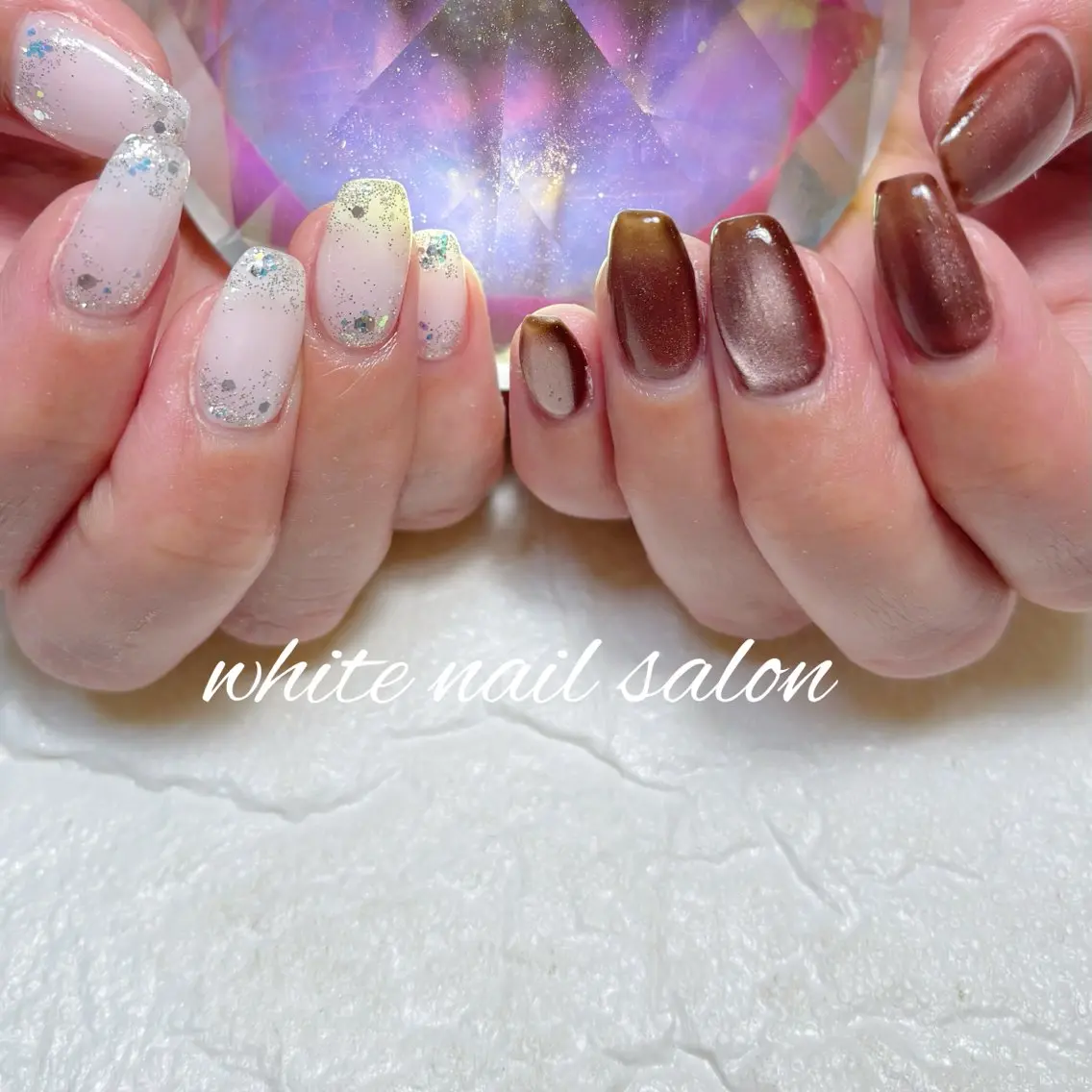 ネイル フットネイル ラメ(グリッター) 持ち込み ハンドネイル white nail salonのネイルデザイン