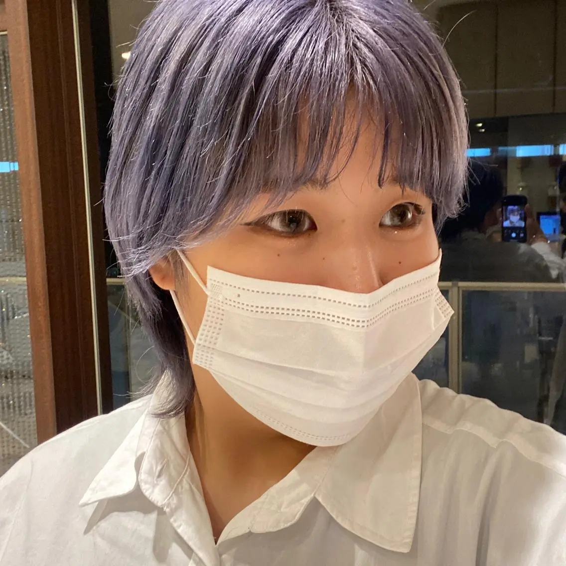 ショート カラー ヘアアレンジ ブルーカラー ピンクカラー 美髪矯正 韓国レイヤーのヘアスタイル