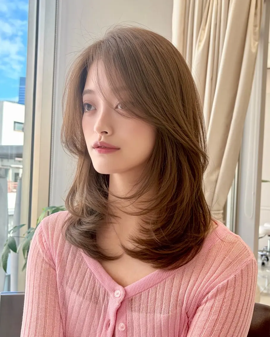 ミディアム カット ヘアカラー トリートメント 垢抜けワンカール レイヤー⭐️shunのヘアスタイル