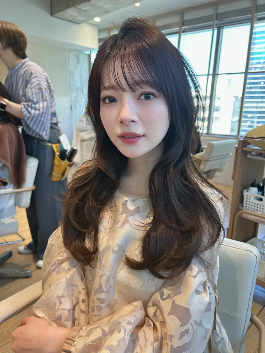 ロング カット ヘアカラー トリートメント 🎀大竹美侑/顔まわ りカット/レイヤーのヘアスタイル
