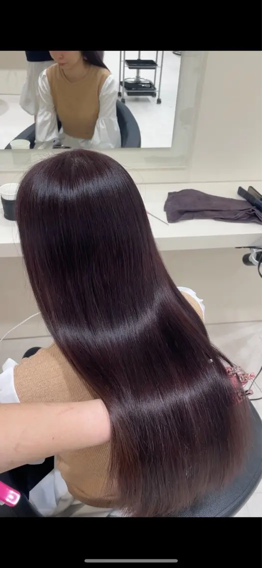 ロング ロング ヘアカラー トリートメント ヘアセット 💗暖色カラー💗 ツヤ髪💗Mayaのヘアスタイル