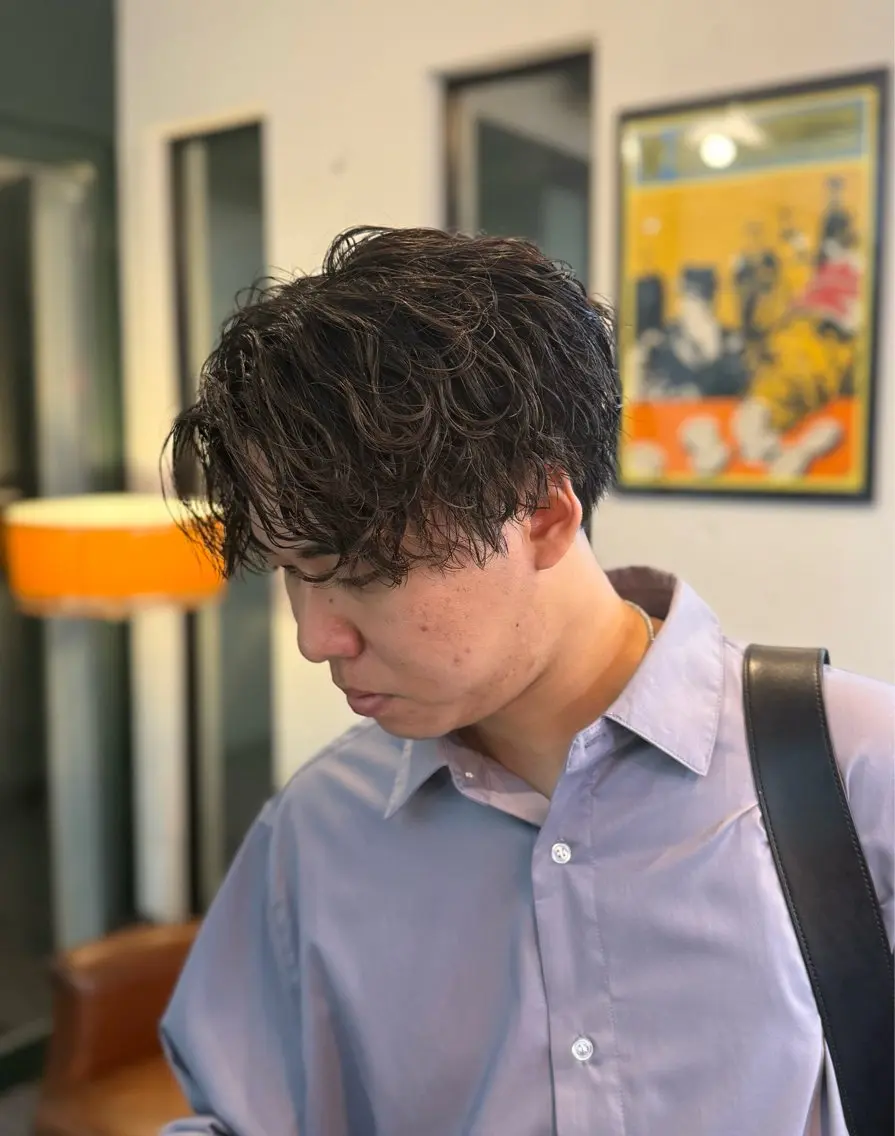 ショート カラー パーマ メンズ カット パーマ HRABRA ゆづきのヘアスタイル