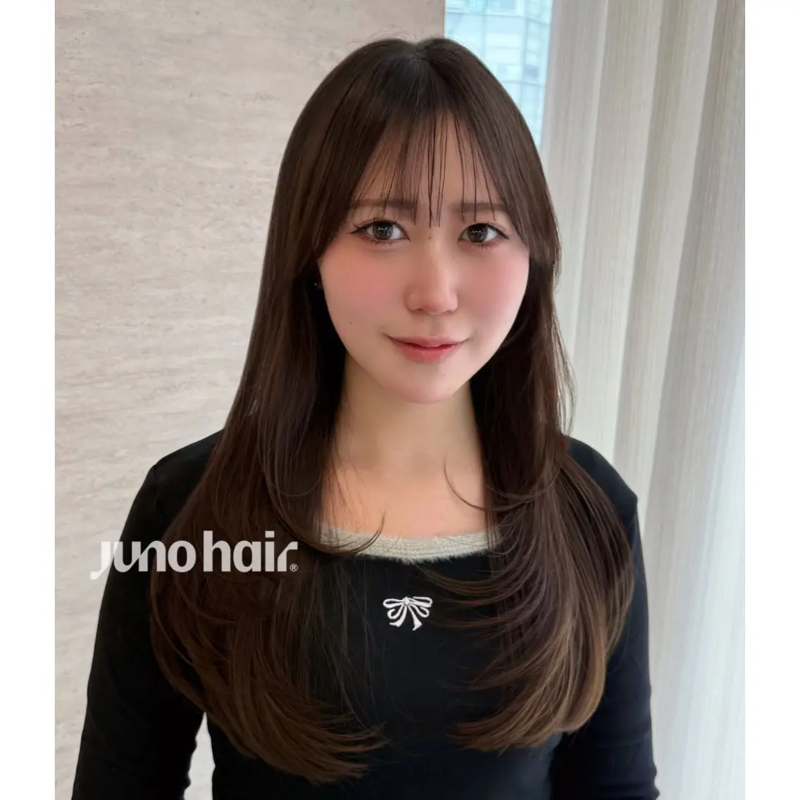 ロング カラー レイヤーカット ロング 小顔カット カット ヘアカラー 韓国レイヤー🪽 無重力パーマナツキのヘアスタイル