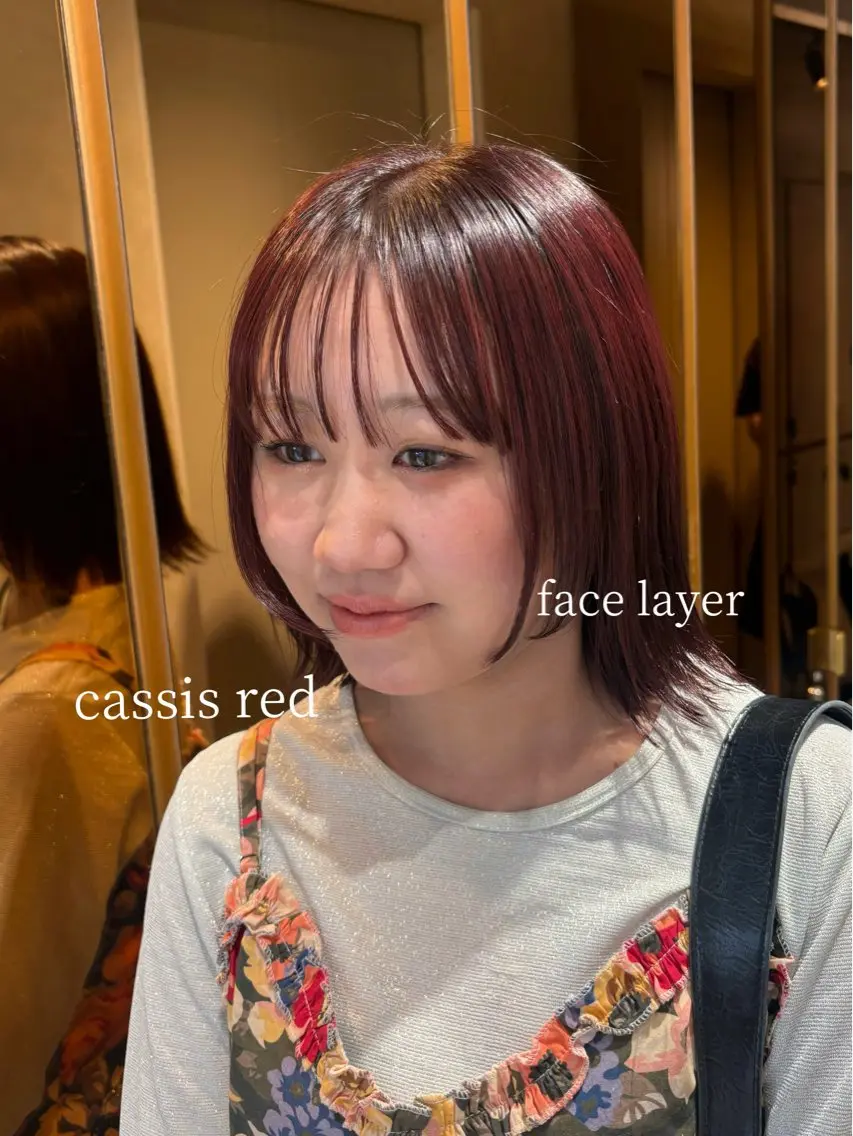 ミディアム ヘアカラー トリートメント ハッシュカット 暖色カラー/伊藤菜月のヘアスタイル