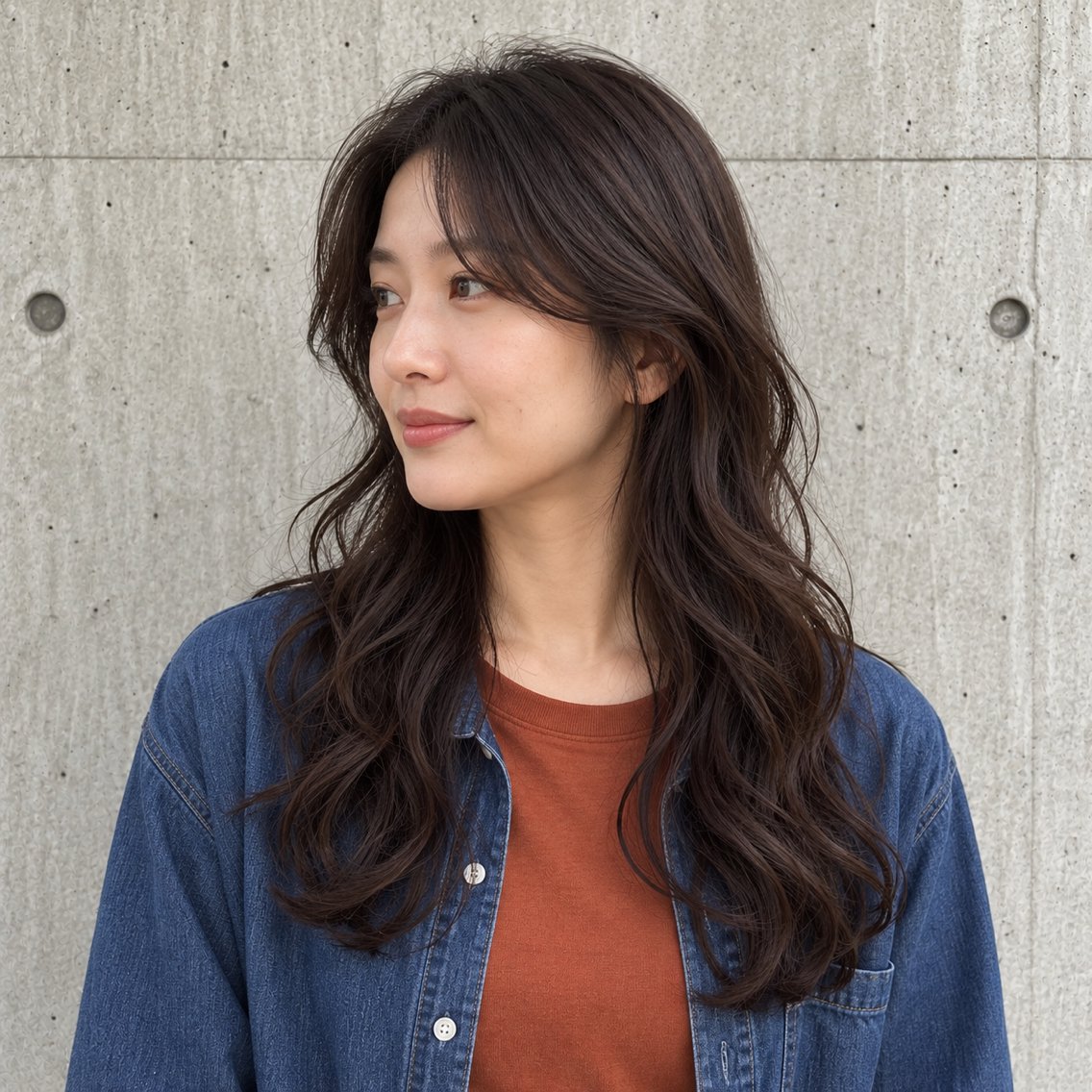 ロング パーマ レイヤーカット ロング デジタルパーマ カット パーマ NAGANO/朝ラク くせ毛風パーマのヘアスタイル