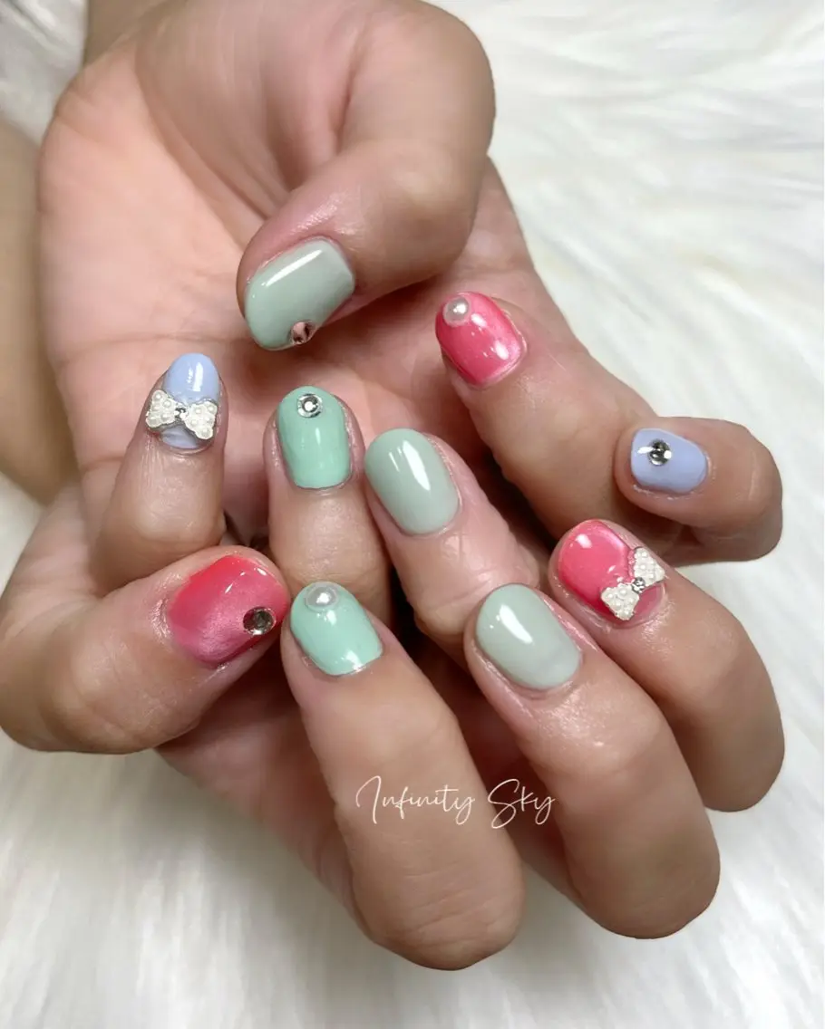 ネイル リボン infinity skyのネイルデザイン