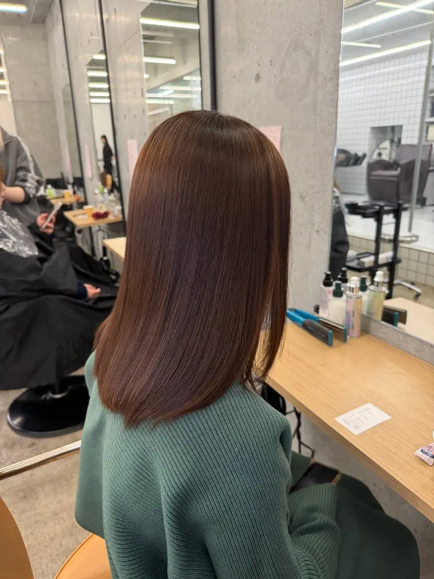 ミディアム 髪質改善 レイヤーカット 縮毛矯正 縮毛矯正 トリートメント 縮毛矯正×髪質改善× 艶髪カラー 吉原和磨のヘアスタイル