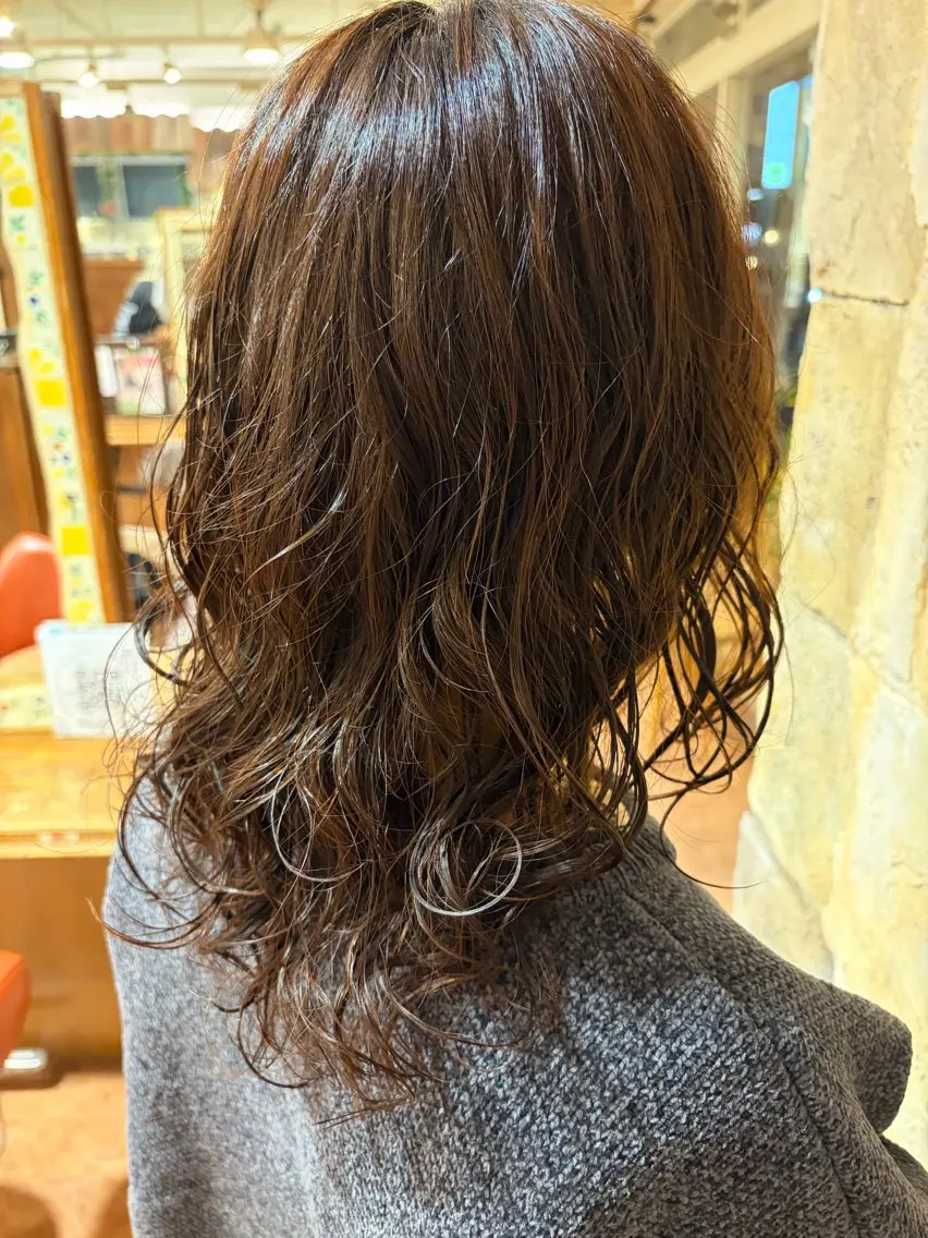 ミディアム パーマ ミディアムパーマ 在原 和佳のヘアスタイル