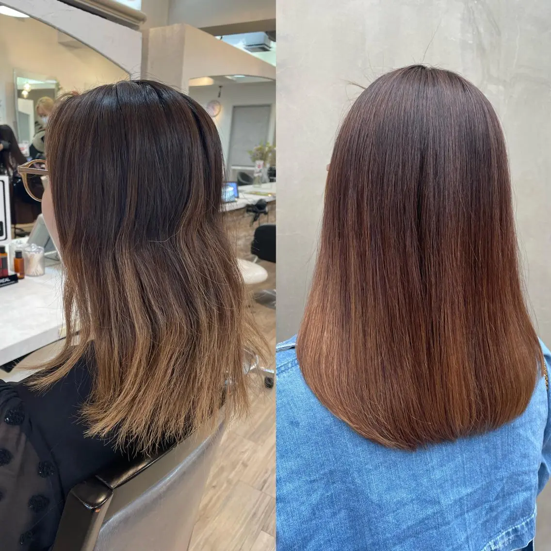 セミロング パーマ 伸ばしかけ 縮毛矯正 カット 縮毛矯正 トリートメント VISAGE ba.sk 金子詩帆のヘアスタイル