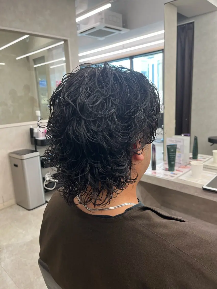 ロング パーマ メンズ カット パーマ 🥋men's 特化濱田憲史郎🌊のヘアスタイル