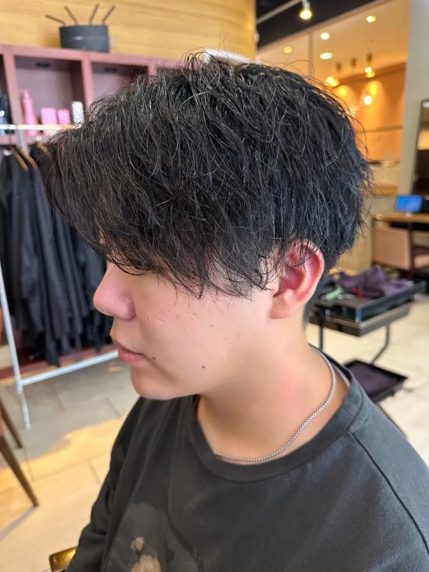 パーマ メンズ カット パーマ メンズカット/ フェザーパーマ/げんのヘアスタイル