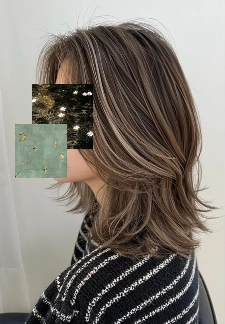セミロング カラー ベージュカラー デザインカラー グレージュ ハイライトカラー ハイライト カラーモデル 募集中/Runa⚡︎のヘアスタイル