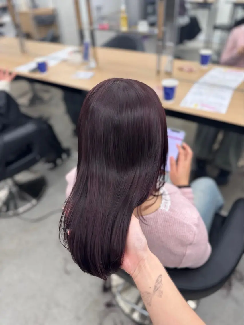 セミロング ヘアカラー トリートメント 縮毛矯正/ブリーチな しラベンダー/心優のヘアスタイル