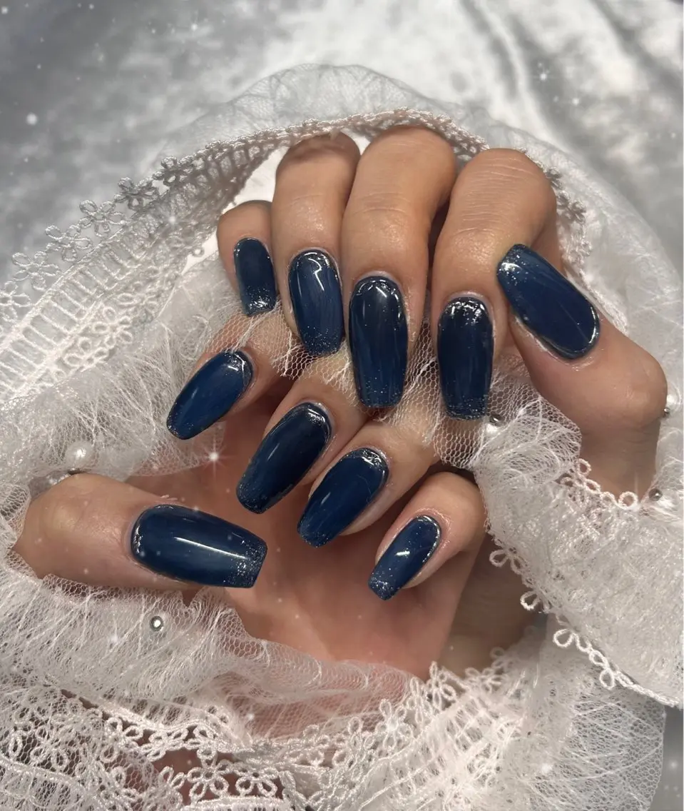 ネイル ブルー ミラーネイル ニュアンスネイル ハンドネイル Best Nail Yu🎀🫧のネイルデザイン