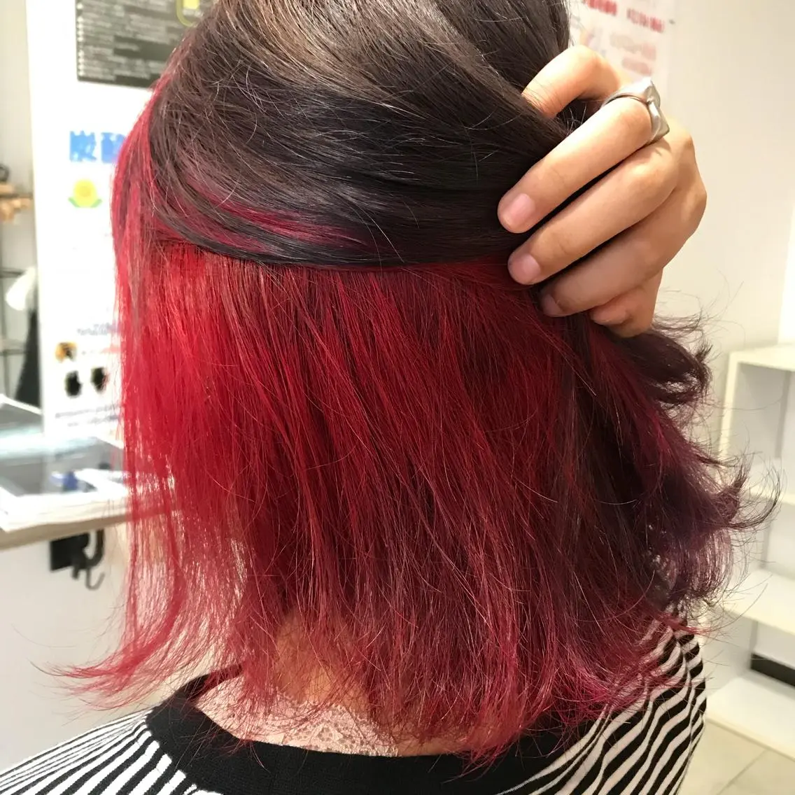 ショート カラー レッドカラー ヘアカラー 長谷川 誠志のヘアスタイル