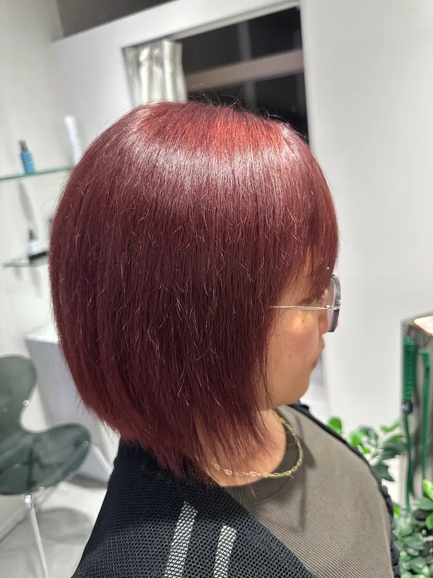 ミディアム ヘアカラー ブリーチカラーボブ sayo🧸🤎のヘアスタイル