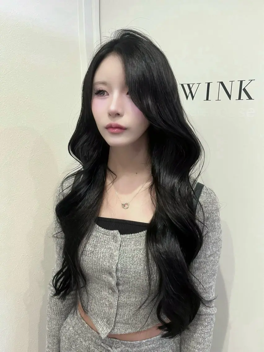 ロング カラー 黒髪 ブルーカラー ブルーブラック 透明感カラー/京都 烏丸/Himariのヘアスタイル