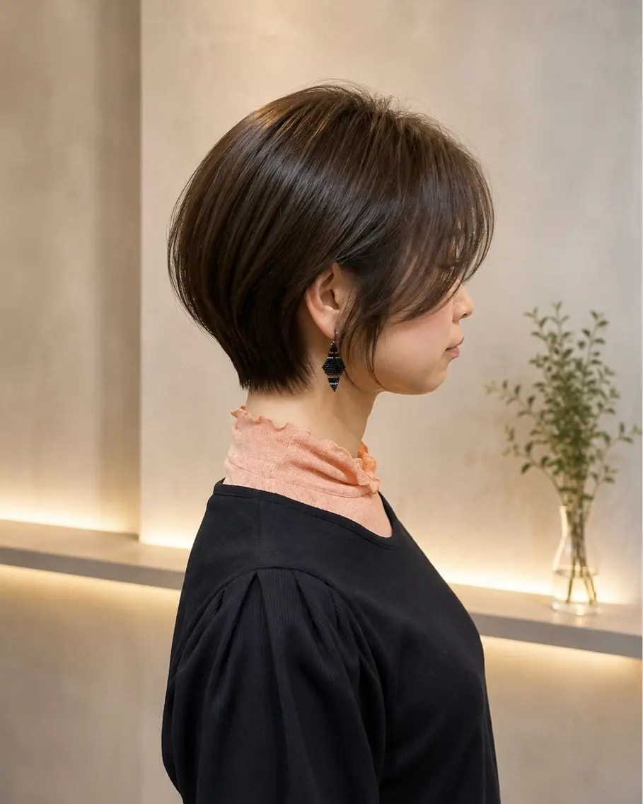 ショート カラー ショートボブ ボブレイヤー 丸みショート ボブ 韓国風ヘア カット ヘアカラー ショート特化/似合わ せ/豊中/髙井のヘアスタイル