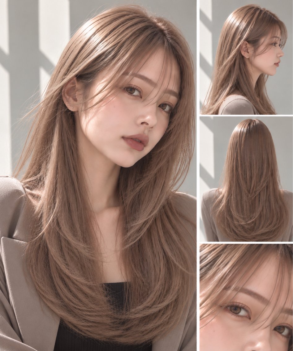 セミロング ヘアカラー 韓国風レイヤー/ 艶カラー竹内貫のヘアスタイル