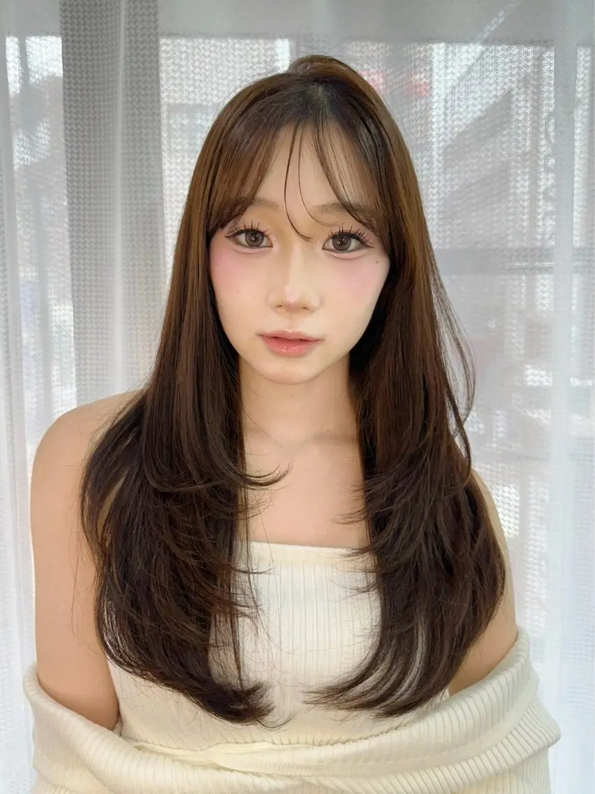 ロング カラー ヘアアレンジ カット 韓国風カラーカット 🤍店長　鳥越のヘアスタイル