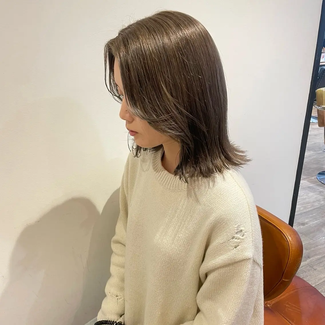 ミディアム カラー ヘアアレンジ ブリーチ グレージュ オリーブグレージュ オリーブグレー ヘアアレンジ/ 暖色🩵hazukiのヘアスタイル