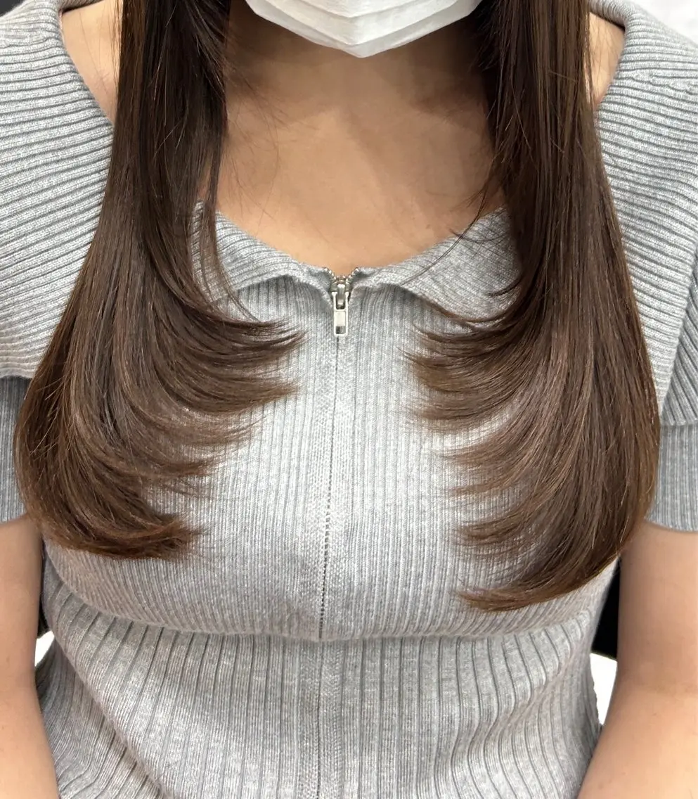 ロング 顔周りカット レイヤーカット カット 🍊小川実里🍊 /カラーレイヤーのヘアスタイル