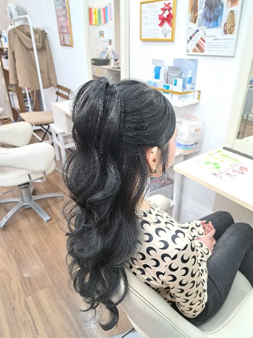 ロング ヘアアレンジ ヨシンモリ 韓国風ヘア ヘアセット GLOSS心斎橋🌹 はるなのヘアスタイル